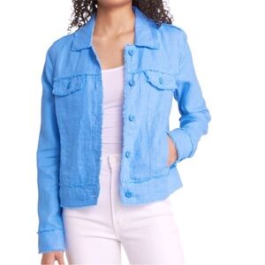 Tommy Bahama Two Palms Linen Raw Edge Jacket XXS Blue